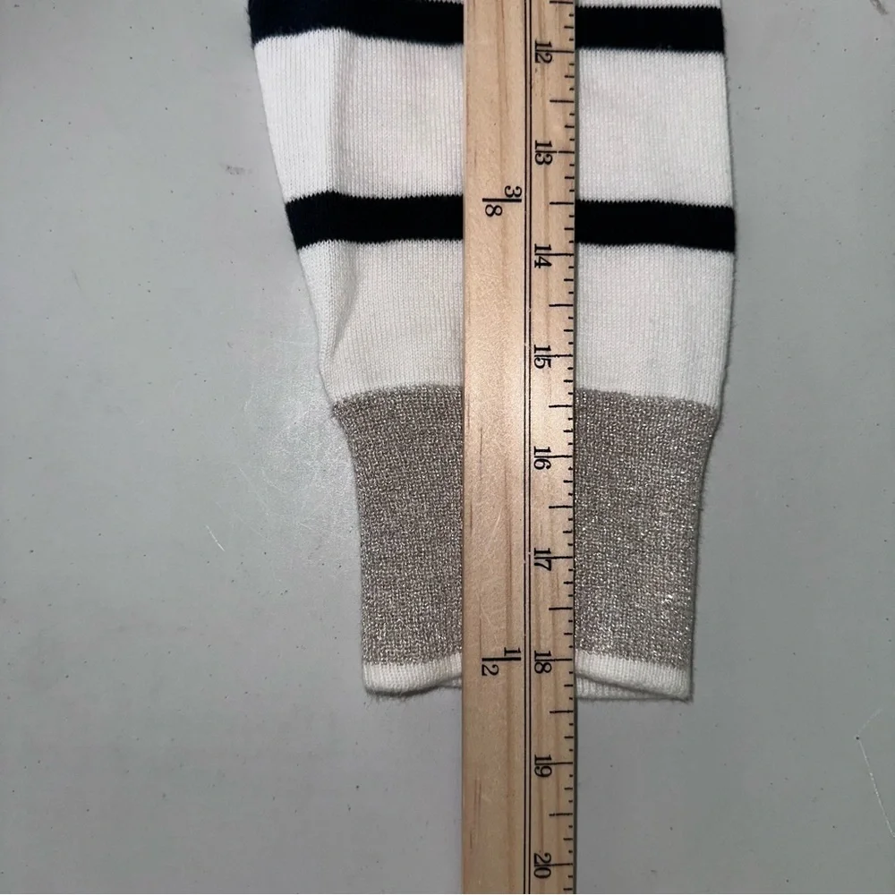 Lands End‎ Women’s Striped 100% Supima Cotton Sweater Sz S 3/4 Sleeve Metalli